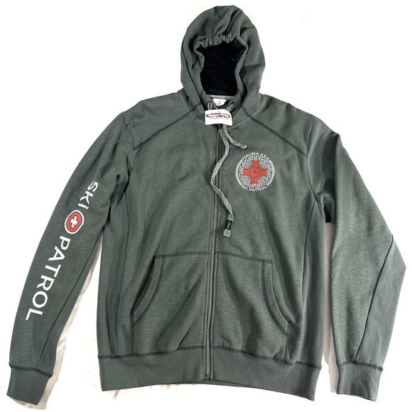 Crazy Shirts Mauna Kea Ski Patrol Hoodie Zip Up Sweatshirt Medium Gray NWT - Picture 1 of 8